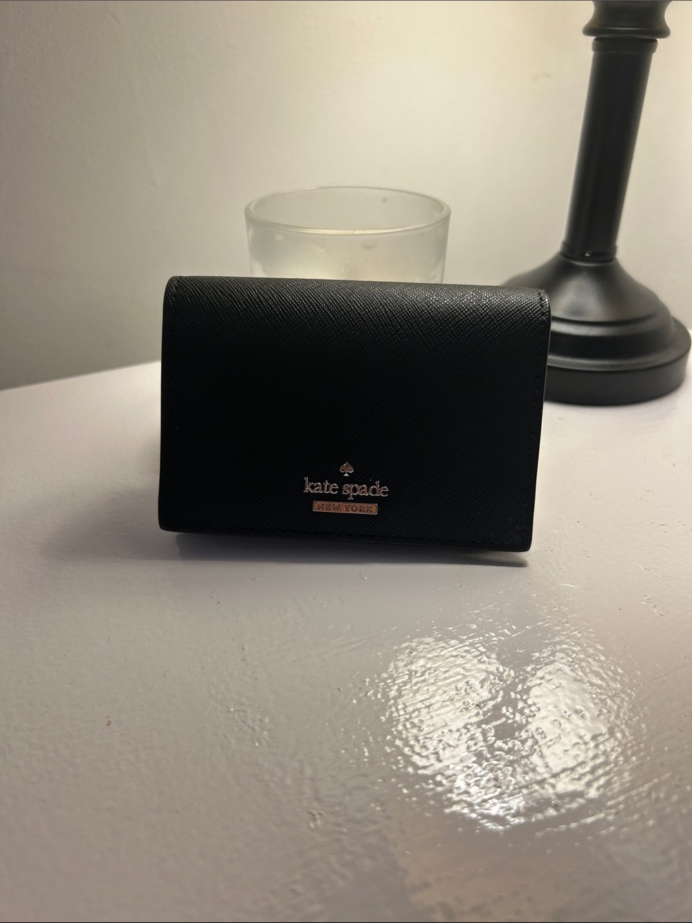 kate spade Black Card Holder with Striped ID Window